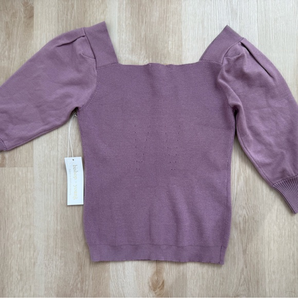 NWT Bishop & Young Raphael Sweater Mauve Purple Small Cropped V Neck 3/4 Sleeve - Picture 2 of 5